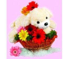 Bear With Flower Arrangement
